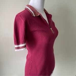Y2K Candies Ribbed Collared Burgundy Shirt Women’s Size Medium